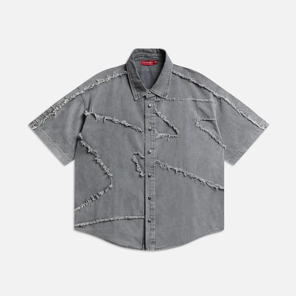 Áo NEEDS OF WISDOM S/S Patch Denim Shirt - Grey - Local Brand Chính Hãng