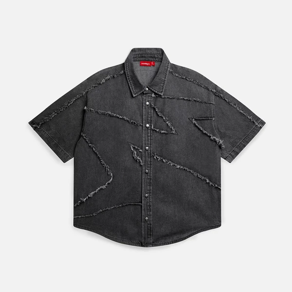 Áo NEEDS OF WISDOM S/S Patch Denim Shirt - Black - Local Brand Chính Hãng