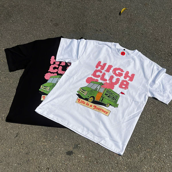 Áo thun High Bus - HIGHCLUB Tay lỡ cổ tròn màu ĐEN/TRẮNG - UNISEX