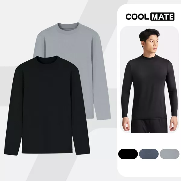 [XẢ SỐC]Combo 2 Áo thu đông giữ nhiệt Essential Brush Poly mềm mại, giữ ấm tốt Coolmate