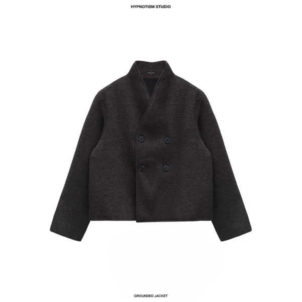 HYPNOTISM | “GROUNDED JACKET” - Áo Khoác Dạ Form Boxy Cropped 4 Nút