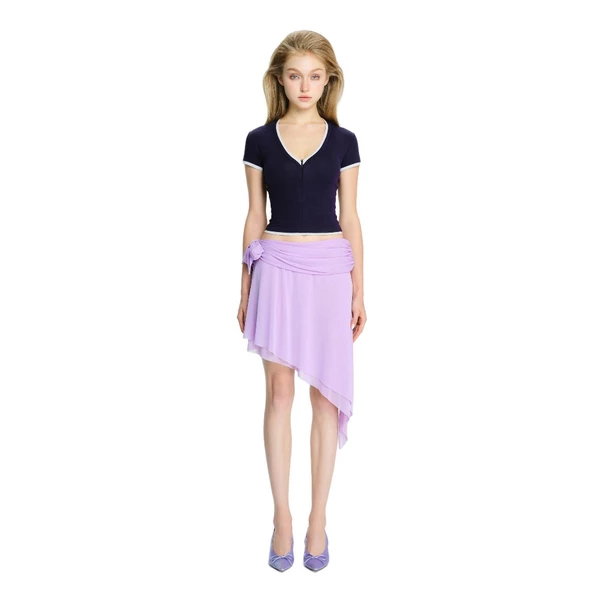 LSOUL Áo Thun Croptop Wix Top + Chân Váy Lệch Tà Phối Nơ Eo Nữ Tính Moia Skirt A26032885