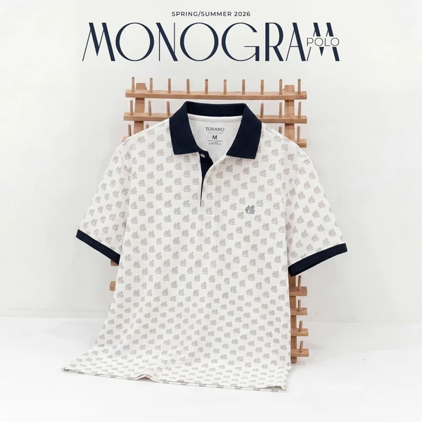 Áo polo nam TORANO MONOGRAM POLO bo kẻ chất thoáng khí thoải mái vải cotton trơn BASIC GSTP051