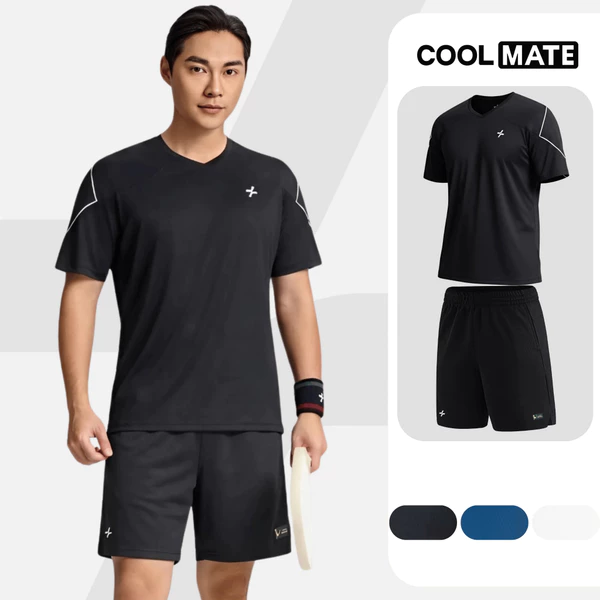 Set thể thao nam Pickleball Áo Dinkshot thun cổ V + Quần short Exdry thoáng khí Coolmate