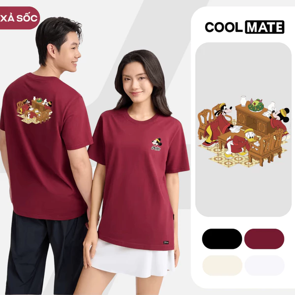 [MUA 3 GIẢM 12%][BST 2026]Áo thun nam nữ cotton 100% 220gsm IN Mickey Dọn nhà đón Tết Áo đôi Coolmate