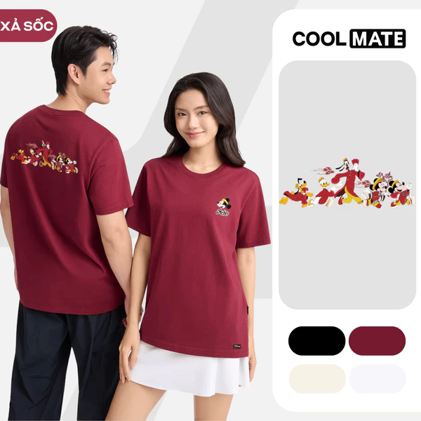 [MUA 3 GIẢM 12%][BST 2026]Áo thun nam nữ cotton 100% 220gsm IN Mickey Du Xuân Áo đôi Coolmate