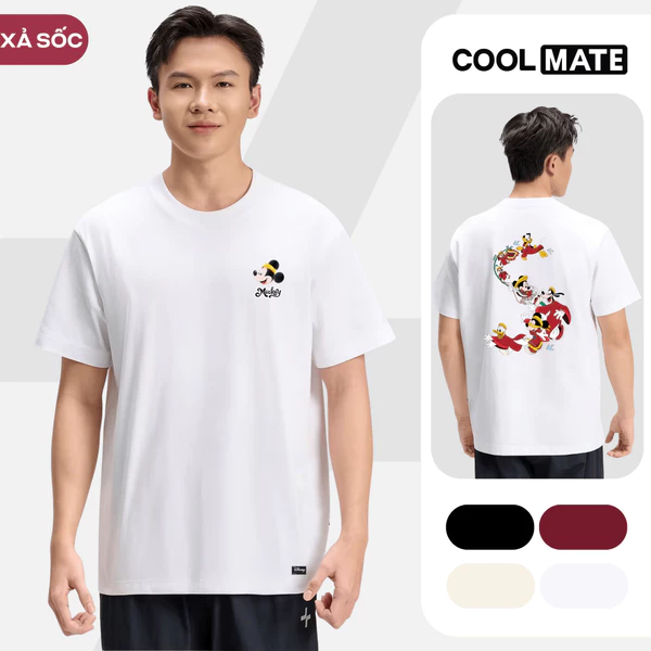 [MUA 3 GIẢM 12%][BST 2026]Áo thun nam nữ cotton 100% 220gsm IN Mickey Vui Xuân Áo đôi Coolmate