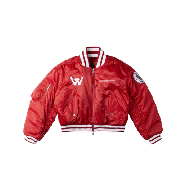 “WHENEVER” ÁO KHOÁC BOMBER FORM BOXY - NEW YORK BOMBER / RED
