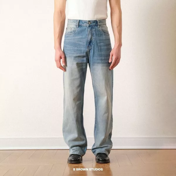 Quần Jeans Nam B Brown Dáng Bootcut Cạp Cao Ống Rộng - Bootcut Jeans