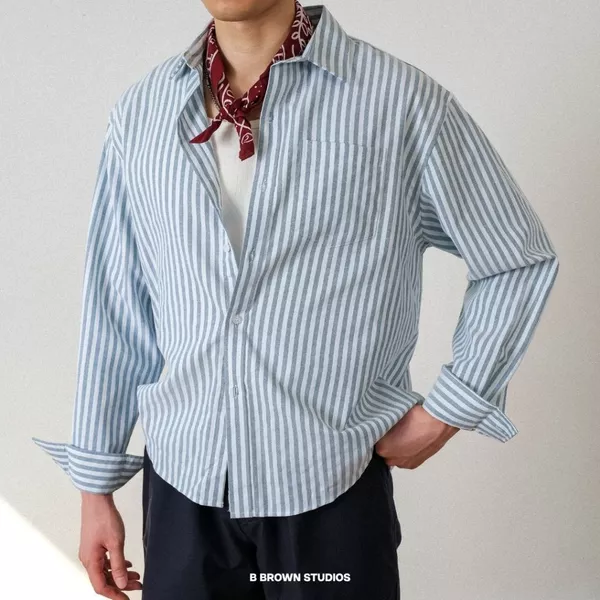 Áo Sơ Mi Nam Nữ B Brown Legolas Kẻ Sọc Dài Tay Form Oversize - Legolas Stripped Shirt