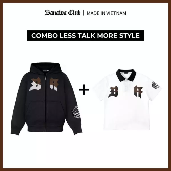 [COMBO TIẾT KIỆM] Banawa Combo 2 Áo Hoodie Zip Áo Polo Chất Liệu Cotton Monogram Unisex