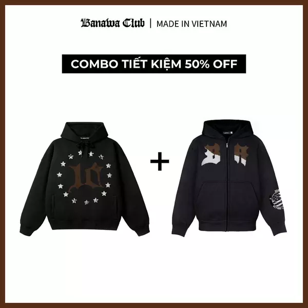 [COMBO TIẾT KIỆM] Banawa Combo 2 Áo Hoodie Áo Hoodie Zip Chất Liệu Cotton Champion Unisex
