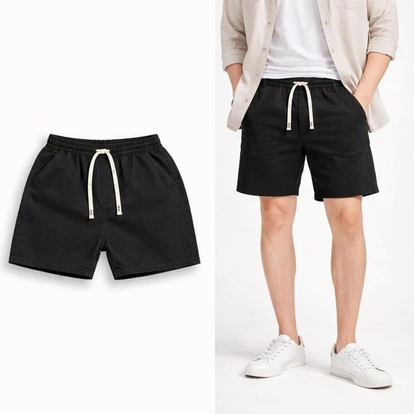Quần Short Jean Nam Nữ Lưng Thun Dây Rút Form Ngắn Trên Gối Co Giãn Nhẹ Mặc Mát Thoáng Thời Trang Nam Hot Trend