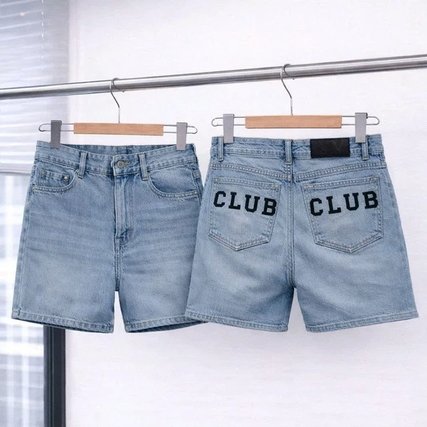 Quần Short Jean Nam Form Ngắn Trên Gối Thêu Chữ Club Cá Tính Streetwear Thời Trang Nam Dễ Mix Đồ Hằng Ngày