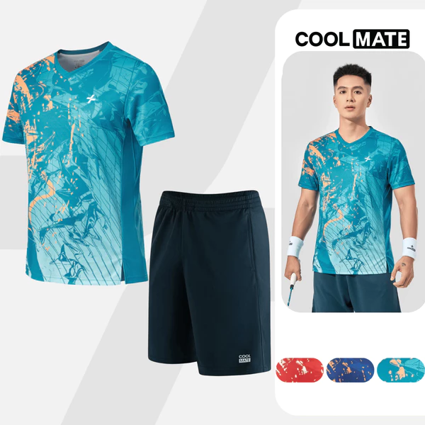 Set thể thao cầu lông pickleball tennis nam Áo IN Abstract Graphic thoải mái Coolmate