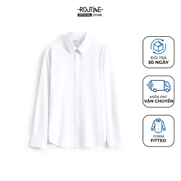 [🔥HOT] Áo Sơ Mi Nam Công Sở Tay Dài Trắng Trơn Form Fitted - Routine 10S26SHL054