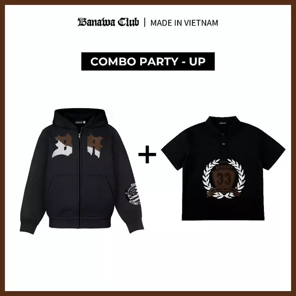 [COMBO TIẾT KIỆM] Banawa Combo 2 Áo Hoodie Zip Áo Polo Chất Liệu Cotton Fearless Monogram Academy ComboUnisex