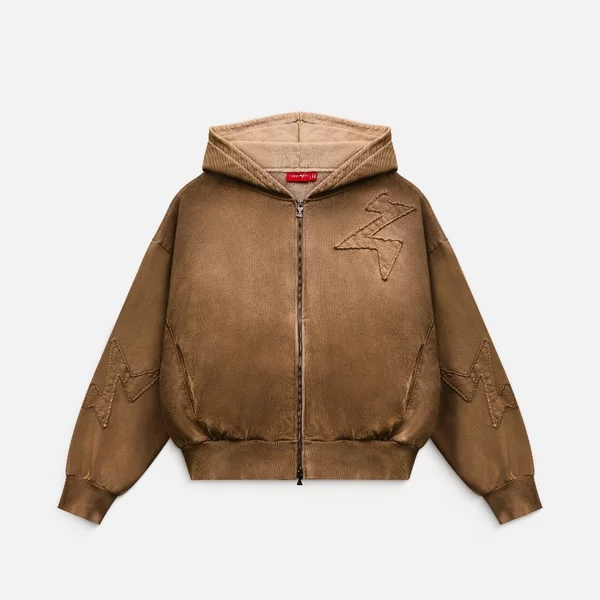 Áo khoác nỉ NEEDS OF WISDOM Patch Hoodie - Washed Brown - Local Brand Chính Hãng