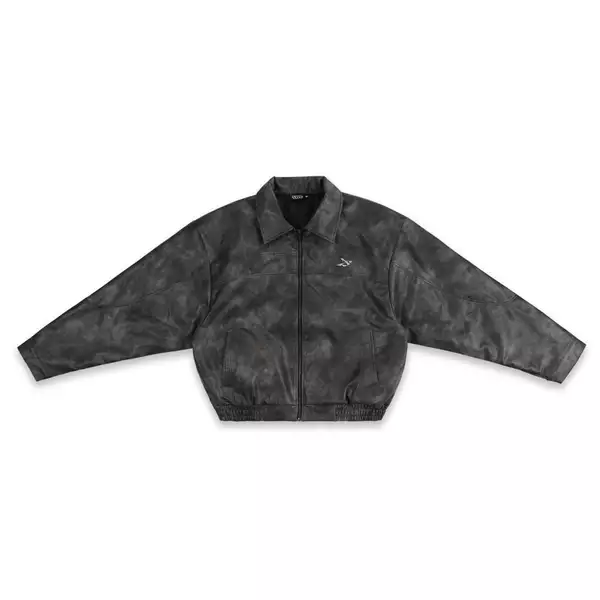 ÁO SWE STONEWASHED LEATHER JACKET - BLACK