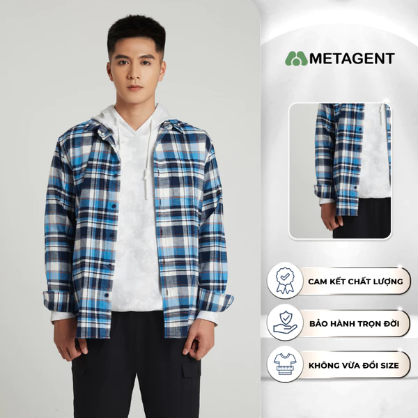 Áo sơ mi nam dạ flannel dáng Regular Metagent MS 17E3617