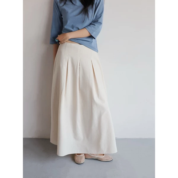 Chân váy xếp ly linen hack dáng Hàn quốc - 𝐊𝐚𝐲 𝐒𝐤𝐢𝐫𝐭