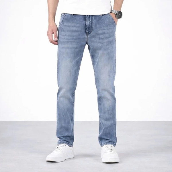 Quần Jean Nam Túi Chéo Vải Jean Co Giãn Cao Cấp Màu Xanh Wash Trẻ Trung