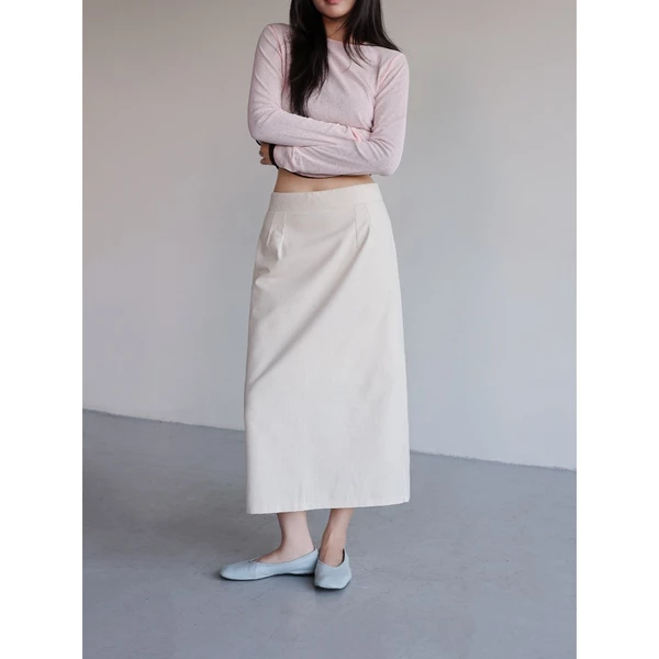 Chân váy midi linen hack dáng phong cách Hàn Quốc - Midi linen skirt