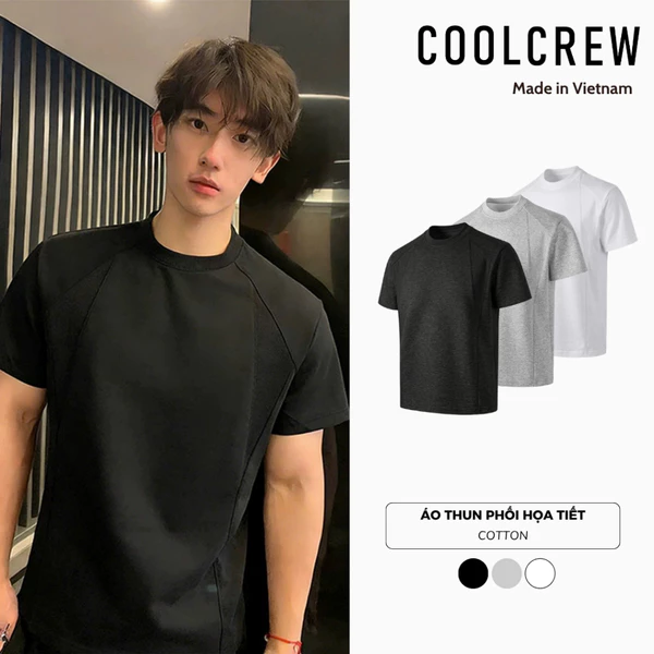 Áo Thun Phối Họa Tiết 𝐂𝐎𝐎𝐋𝐂𝐑𝐄𝐖 Form Rộng Tay Ngắn Cotton Dày Dặn Phong Cách Hàn Quốc Unisex ATN097
