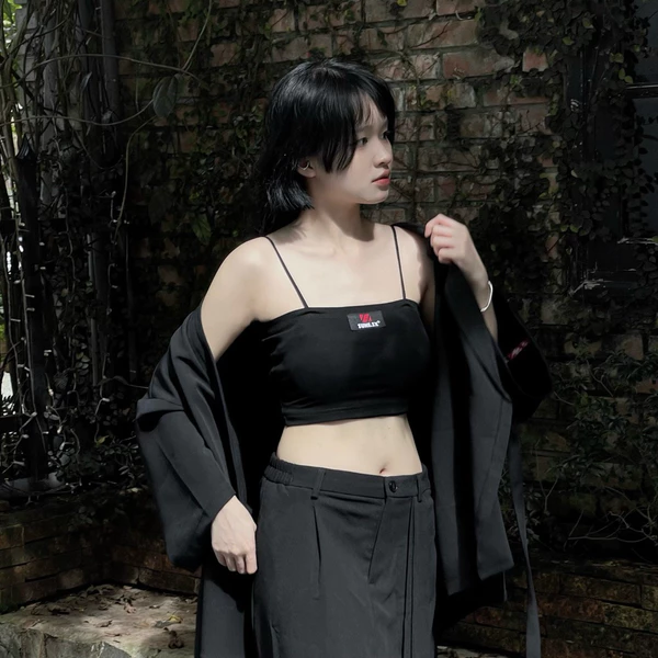 Áo bra 2 dây Zune.zx đen chất thun co dãn, Sexy Bra