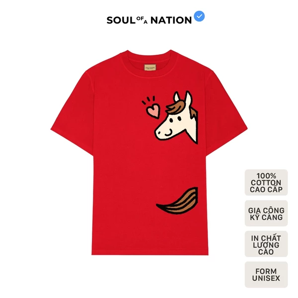 Áo thun unisex NGỰA CUTE in CAO CẤP form basic 100% cotton vải dày, không xù lông SOUL OF A NATION