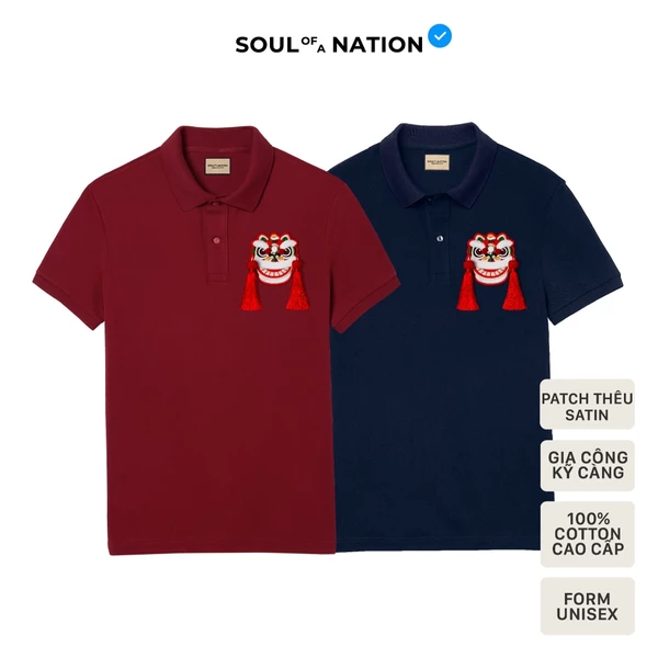 Áo Polo Unisex Nam/Nữ THÊU PATCH LÂN VIỆT 2026 vải cá sấu Pique Cotton chỉn chu, sang trọng - SOUL OF A NATION