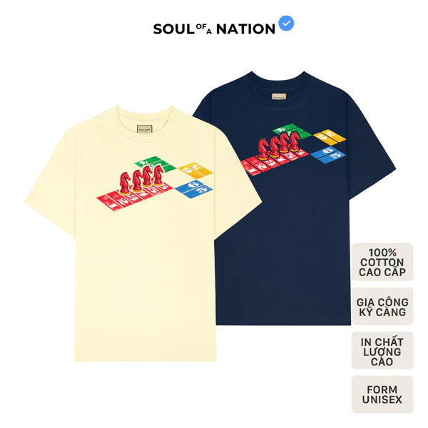 Áo thun unisex CỜ CÁ NGỰA IN HIỆU ỨNG LẤP LÁNH CAO CẤP form basic 100% cotton vải dày, không xù lông SOUL OF A NATION