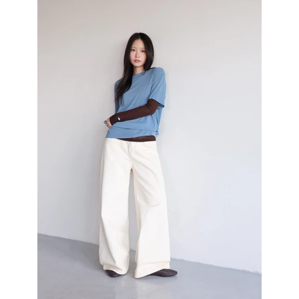 Quần jeans dài ống rộng basic  Hàn, màu be, trắng, đen  |  𝐒𝐎𝐌𝐒 | 𝐇𝐨𝐥𝐥𝐢𝐬 𝐏𝐚𝐧𝐭𝐬