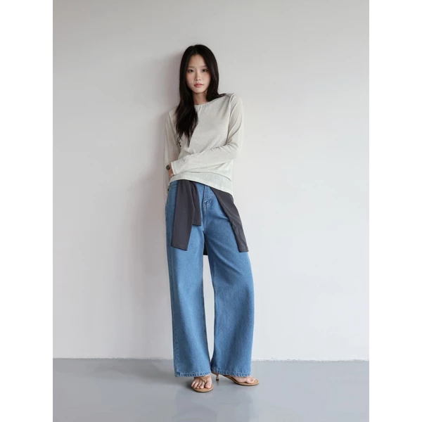 Quần jeans ống suông vừa hack dáng màu jean đậm | 𝐒𝐎𝐌𝐒 | 𝐑𝐚𝐰 𝐏𝐚𝐧𝐭𝐬