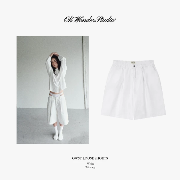 Quần Loose Shorts White  Oh Wonder Studio - White Monochrome Collection