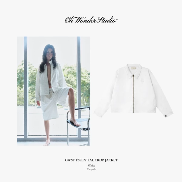 Áo khoác Essential Crop Jacket White - White Monochrome Collection