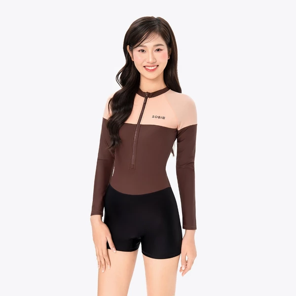 Đồ bơi nữ SOBIE liền thân tay dài chống nắng Floral Nora