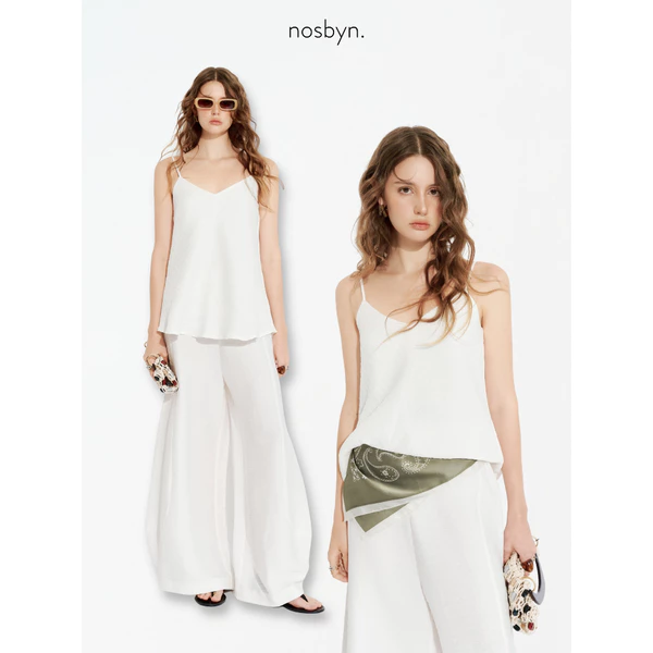 Nosbyn - Set Áo Hai Dây & Quần Dài Ống Cong - Cloudy Crinkle Set