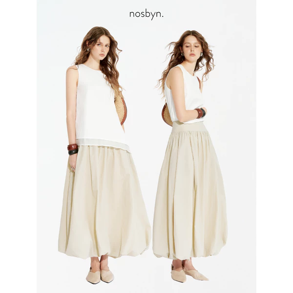 Nosbyn - Chân Váy Dài Kiểu Bí - Bubble Hem Skirt