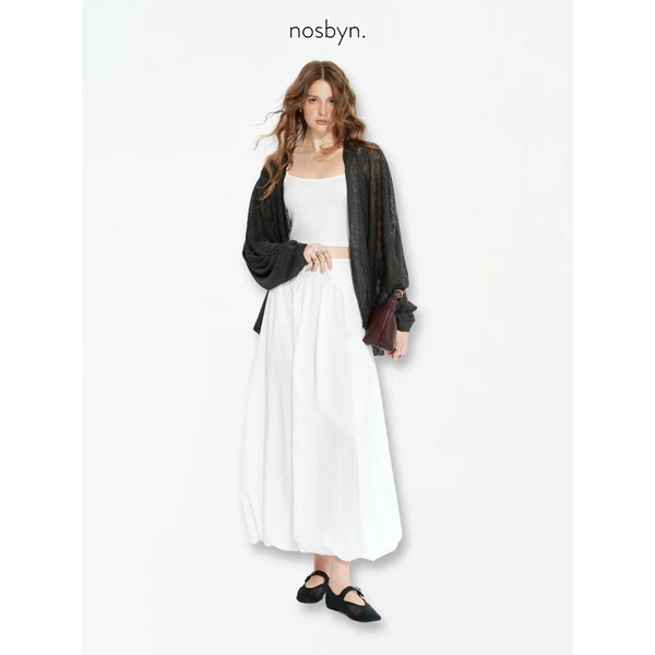 Nosbyn - Áo Cardigan Dài Tay - Sheer Jersey Cardigan