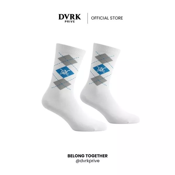 [GIFT] Vớ Trắng Unisex Cổ Trung DVRK Privé Argyle Socks Chất Liệu Modal Cao Cấp Co Giãn Thoáng Khí Basic