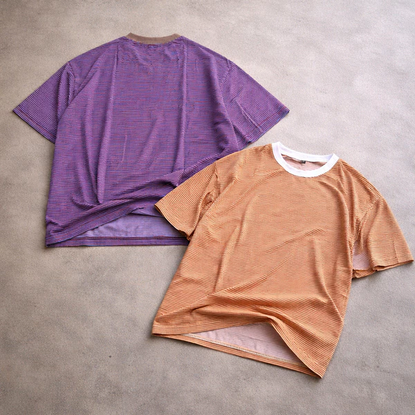 Áo thun stripe tee SỌC NGANG cổ tròn HIGHCLUB unisex - TÍM/VÀNG