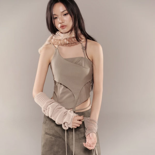 LULLABY HALTER TOP (MOSS GREEN) BunnyHill SSTS09b