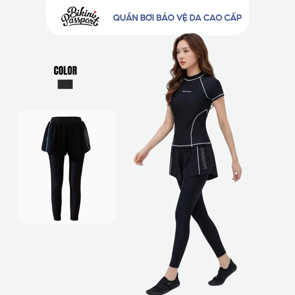 Quần bơi nữ ống dài chống nắng đi biển - Bikini Passport - BS1044_BL
