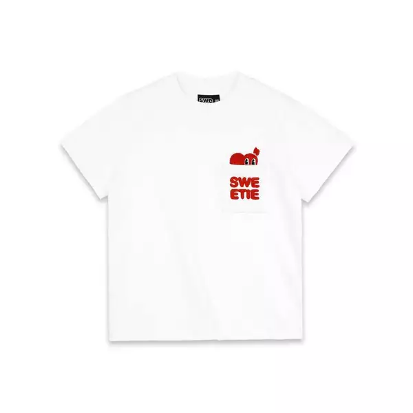 ÁO  SWE PEEKING POCKET BABY TEE - WHITE