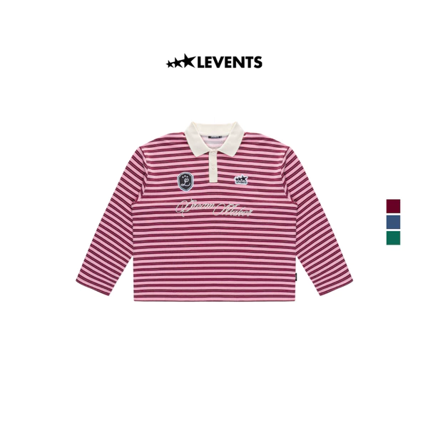 Áo Polo Tay Dài Levents Striped Long Sleeve Boxy Shirt Thun Da Cá