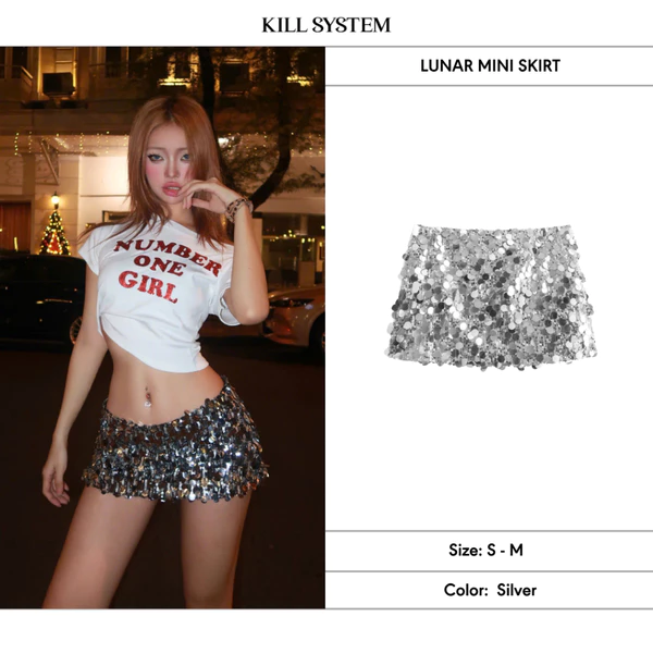 Chân váy kim sa bản lớn cạp thấp tôn dáng Lunar - Killsystem