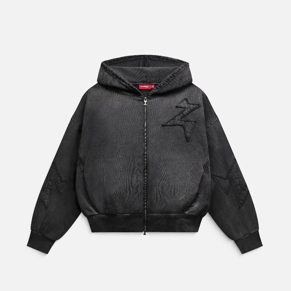 Áo khoác nỉ NEEDS OF WISDOM Patch Hoodie - Washed Black - Local Brand Chính Hãng