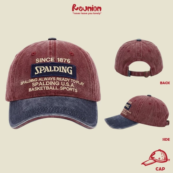 Nón / Mũ Bóng Chày Retro Màu Đỏ Xanh Chữ SPALDING Thêu REUNION
