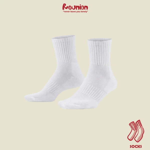 [REUNION SẢN PHẨM TẶNG KHÁCH HÀNG THÂN THIẾT] Tất / Vớ Trơn Cao Cổ Nam Nữ Màu Trắng Basic